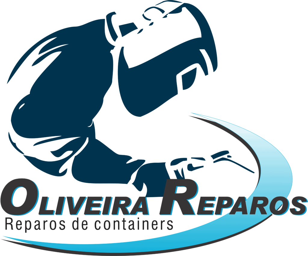 Logotipo Oliveira Reparos azul escuro, azul claro, cinza escuro e com fundo transparente. Ilustração de um profissional com ferramentas de reparo realizando seu trabalho com nome da empresa escrito em caixa alta.